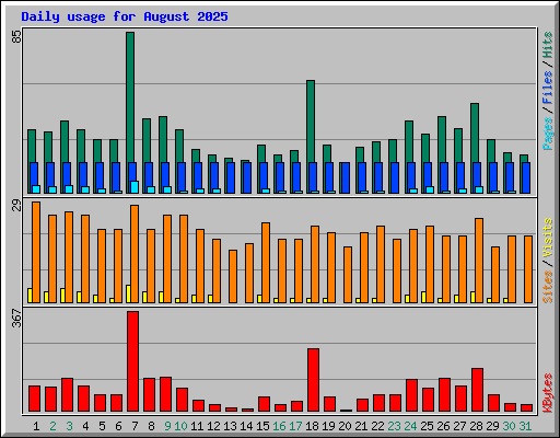 Daily usage for August 2025