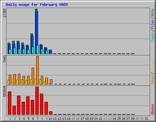 Daily usage for February 2025