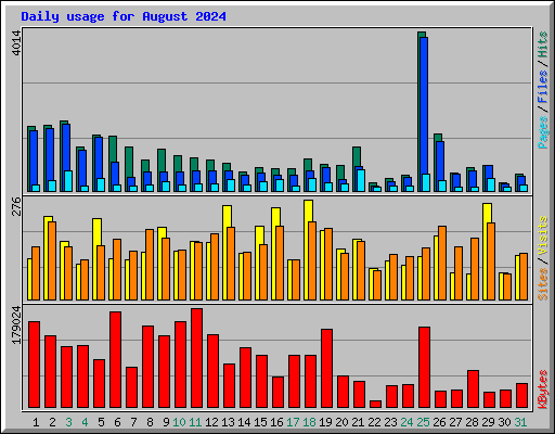 Daily usage for August 2024